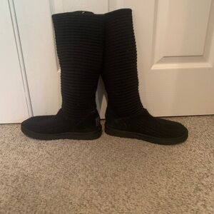 UGG Black Knit Boots Size 8
